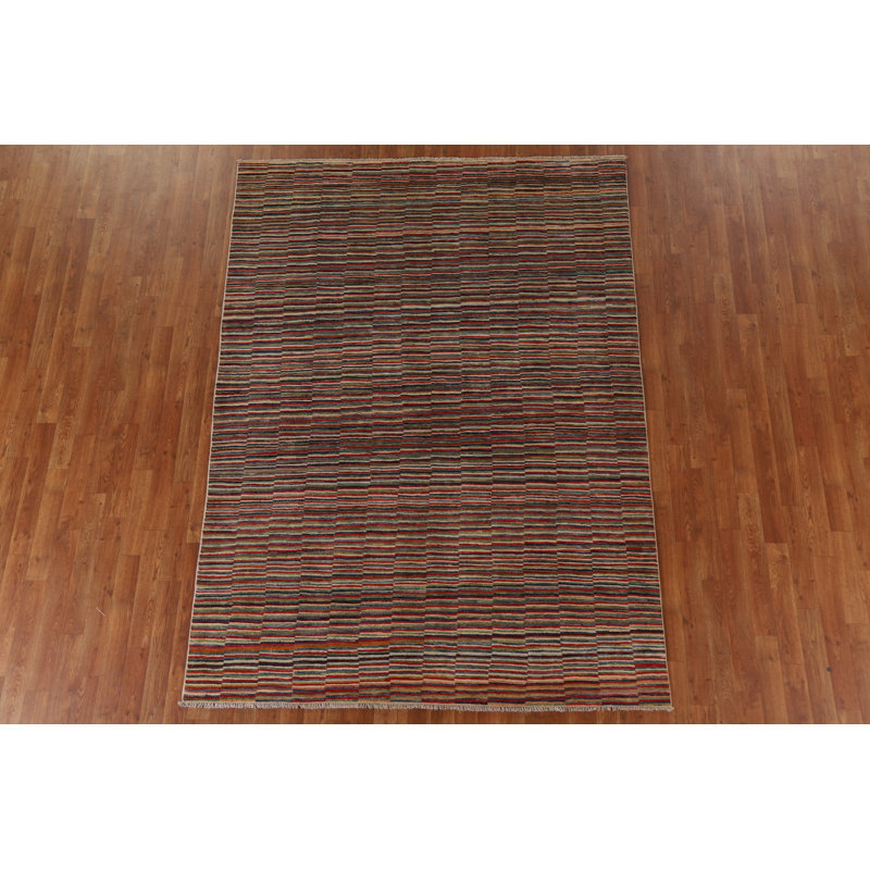 Tapis oriental rayé Gabbeh 6 x 8