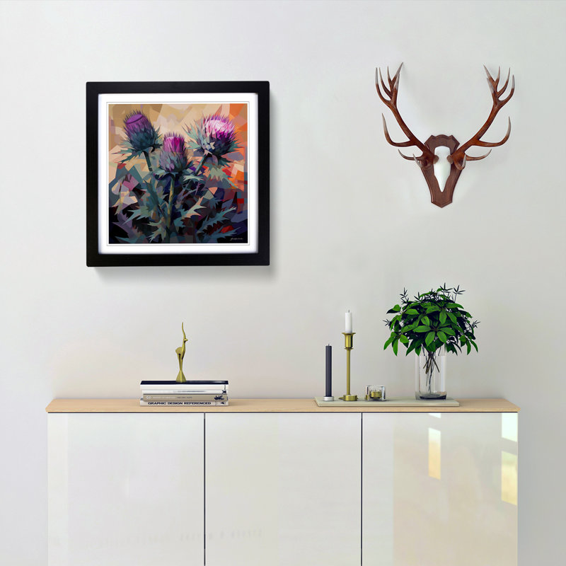 Thistle Cubism - Framed Print, Black