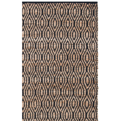 Tapis en jute / coton tissé à la main Arria Cape Cod - noir / naturel