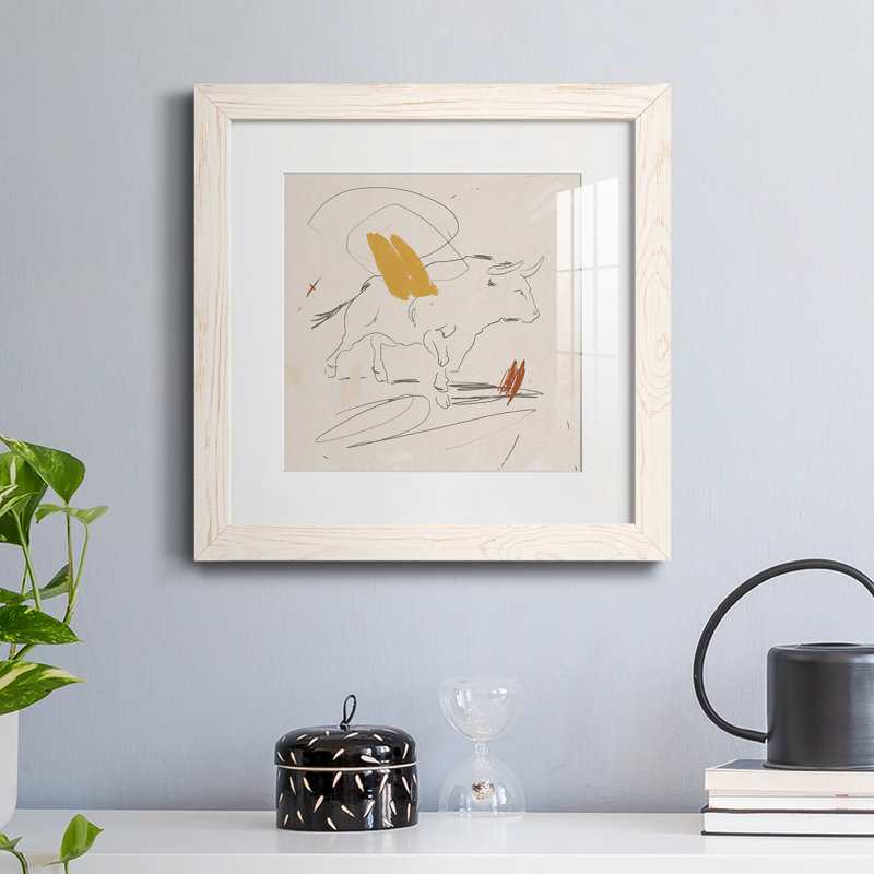 Toile encadrée Big Bull I-Premium - prête à être accrochée, H 35,5 po x l 35,5 po x P 1,5 po, Papier avec cadre blanc, Blanc