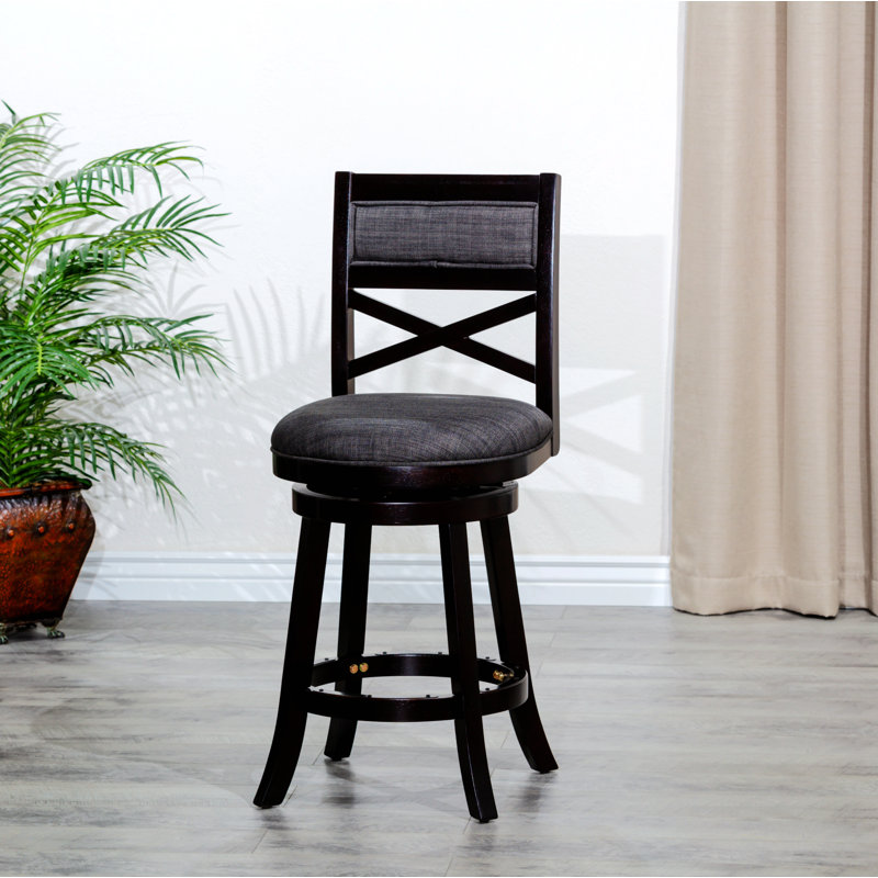 Deriah large, Gris foncé, Tabouret de bar (siège d'une hauteur de 30 po), Tissu gris / cadre noir