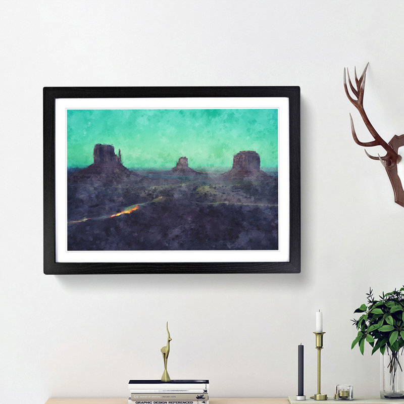 Oljato-Monument Valley - Picture Frame Painting Print, 62cm H x 87cm W x 2cm D, Black Framed