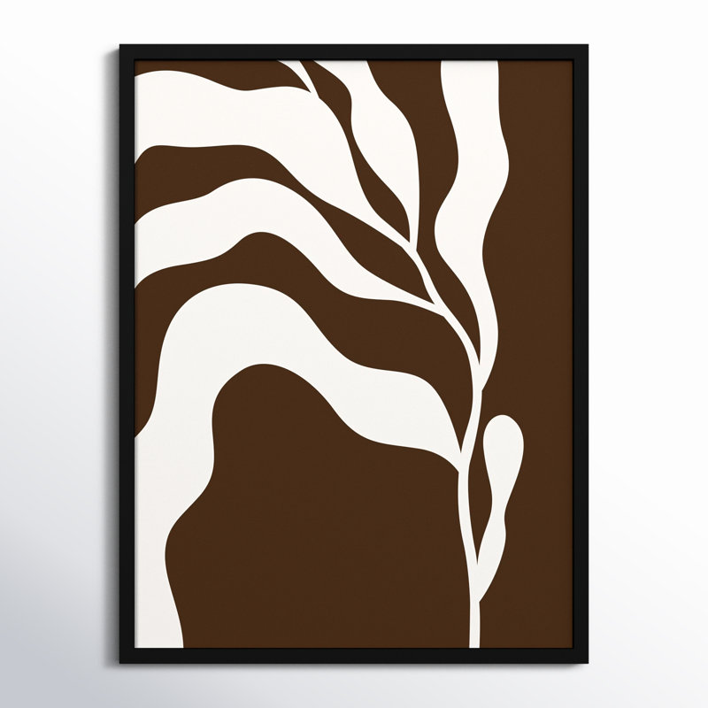 Retro Matisse Inspired Abstract Botanical 2 Brown, Black, 33" H x 25" W x 1" D