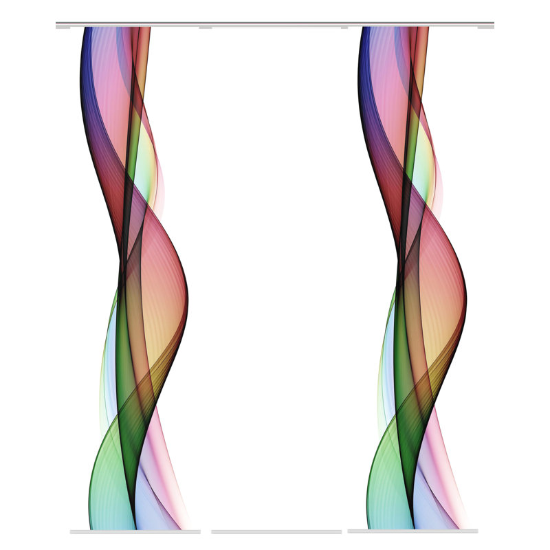 Tremonton Semi Sheer Curtain Panel Pair, Purple/Pink/Green, 245 x 60 cm