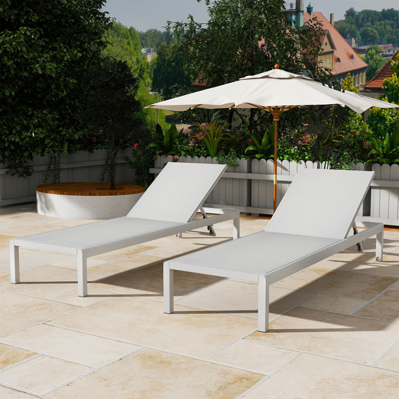 Ensemble de 2 chaises longues d'extérieur