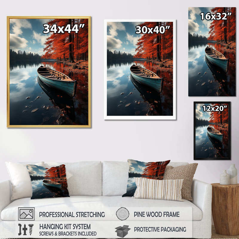 Canot d'automne Audreana Canada - reproduction, Cadre simple noir, H 20 po x l 12 po x P 1 po