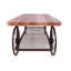 Rectangular Metal & Wood Coffee Table - Grey Oak Vintage With Wheels Finish
