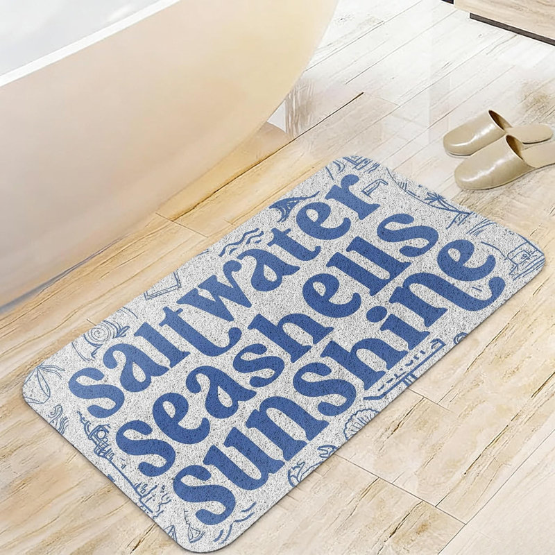 Tapis pour salle de bain Saltwater Seashells Sunshine, 20 L x 32 W, antidérapant pour salle de bain et salle de lavage