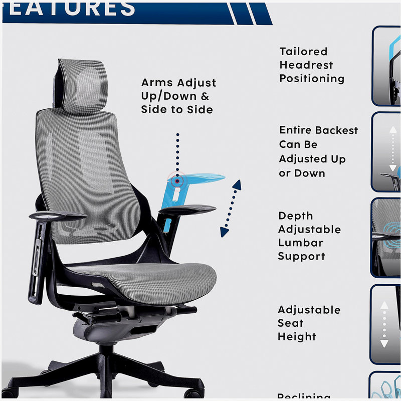 Chaise ergonomique mobili Lux, gris