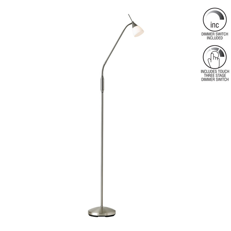 Sipos 163.5cm Task Floor Lamp, Satin Chrome