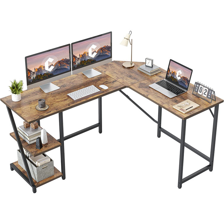 CubiCubi 59.1 Modern L Shaped Desk, Computer Table with Drawer, L Table  Desk, Home Office Corner Desk with Small Table, Brown Finish