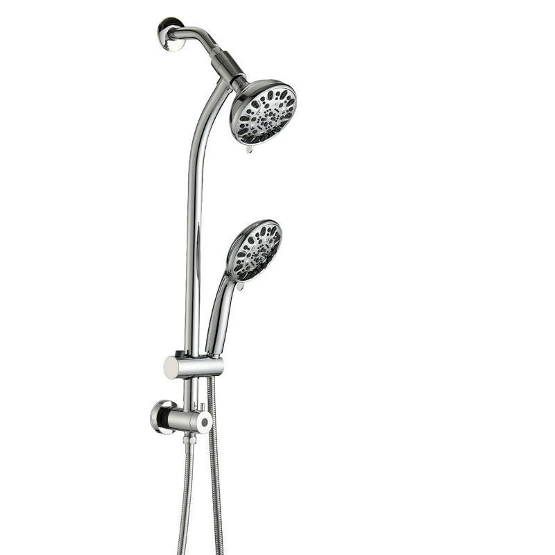 No-Tool Installation 5 Inch Rain Shower & 7-Spray Handheld Combo With 26" Adjustable Slide Bar, Dual Flow 1.8GPM Watersense​