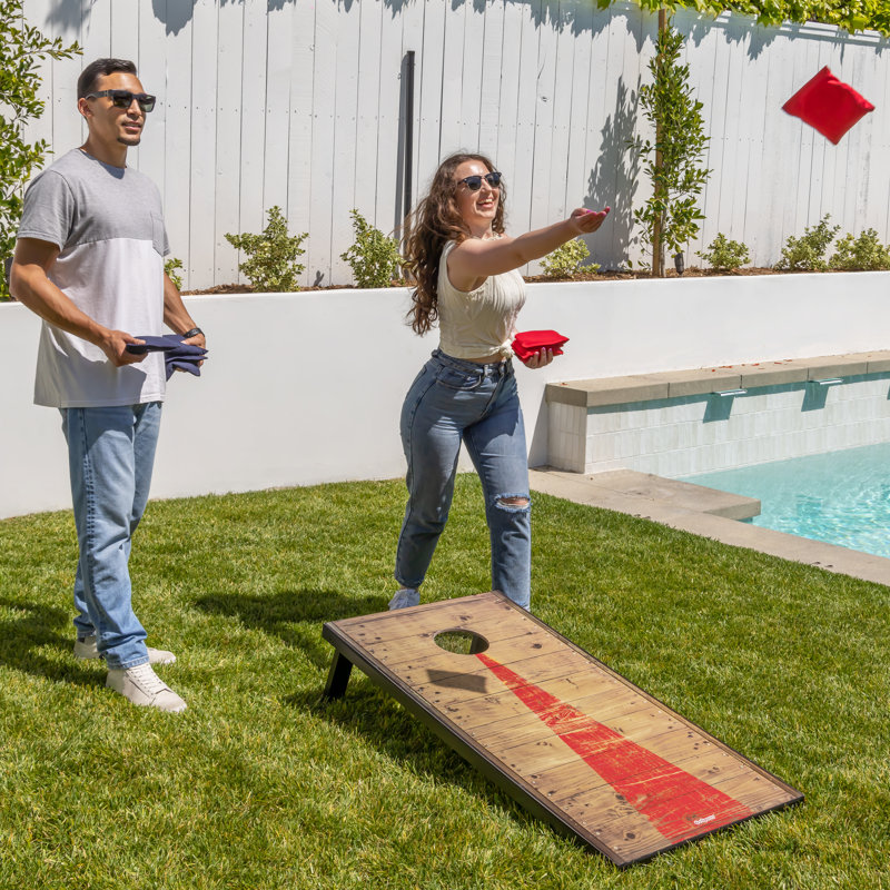 GoSports 4 x 2 ft Rustic Design Cornhole Game Set - Outdoor Backyard Lawn Toss Game Set