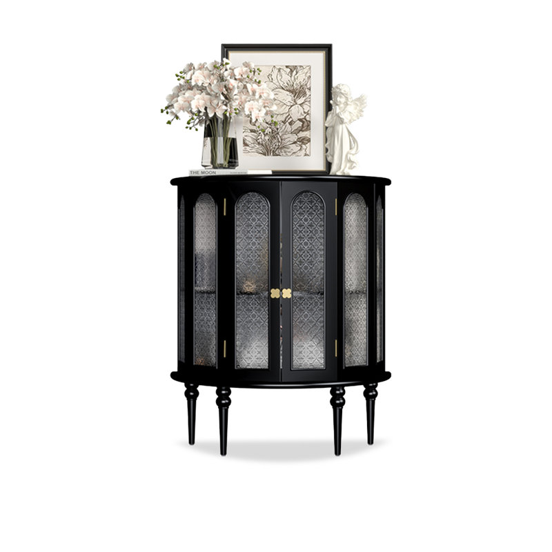 Black Solid + Manufactured Wood+Glass Display Cases
