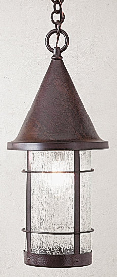 Luminaire suspendu d'extérieur 1 lumière Valencia, H 17,38 po x l 7,25 po, Cuivre antique, Brouillard pluvieux