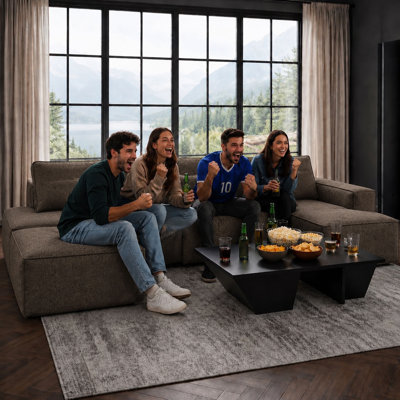 Pearl Chenille Modular Sofa with Piping Design – Comfortable, Stylish Sofa with Storage Pockets