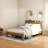 Wood Platform Bed Frame With Storage LED Lighted Headboard And Charging Station, Noiseless, No Spring Mattress Required-591466023-591466017