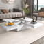 Table basse carrée en placage de marbre avec plateau coulissant et rangement blanc 39,4 po
