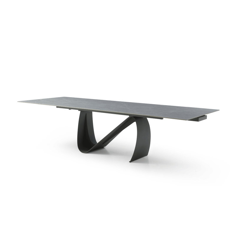 Table de salle à manger extensible rectangulaire en céramique 83 à 123 pouces - Gris foncé