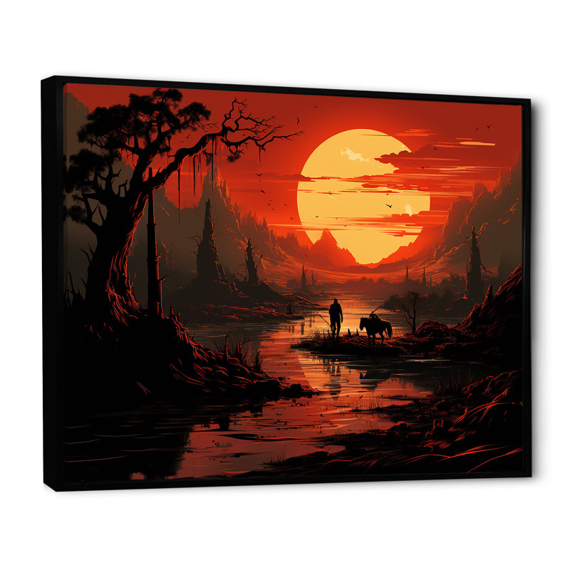«Dessert Journey at Sunset I», reproduction sur toile, Cadre flottant noir, H 12 po x l 20 po x P 1 po