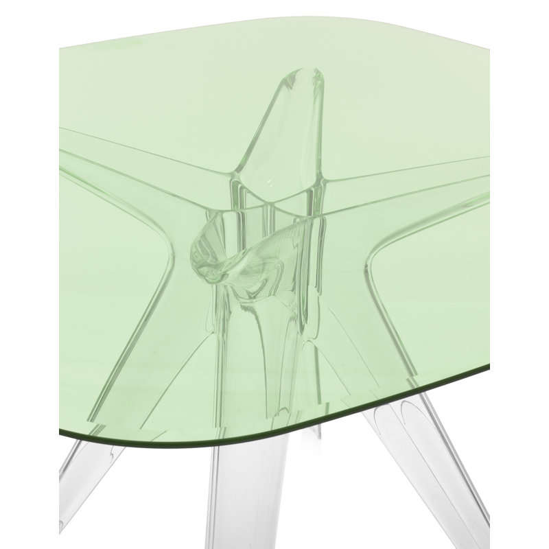 Sir Gio Square Glass Dining Table, Transparent, Green