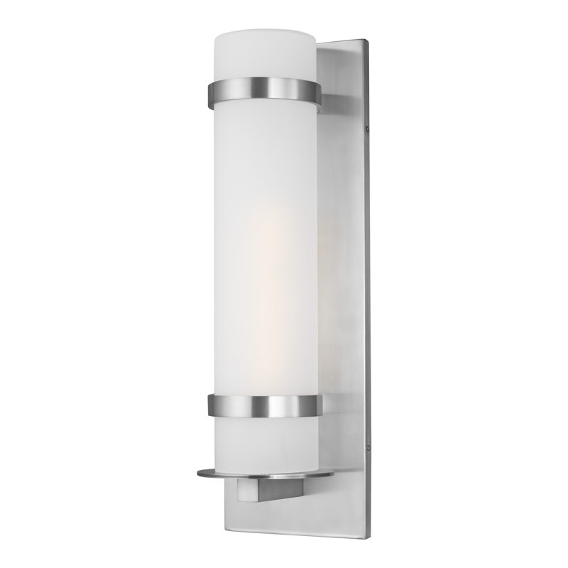 Alban Small One Light Outdoor Wall Lantern from Generation Lighting , Satin Aluminum, No, 14" H x 4.5" W x 4.25" D