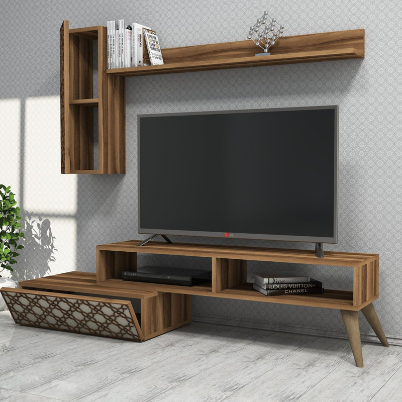 Dpinard TV Stand, Walnut/Cream