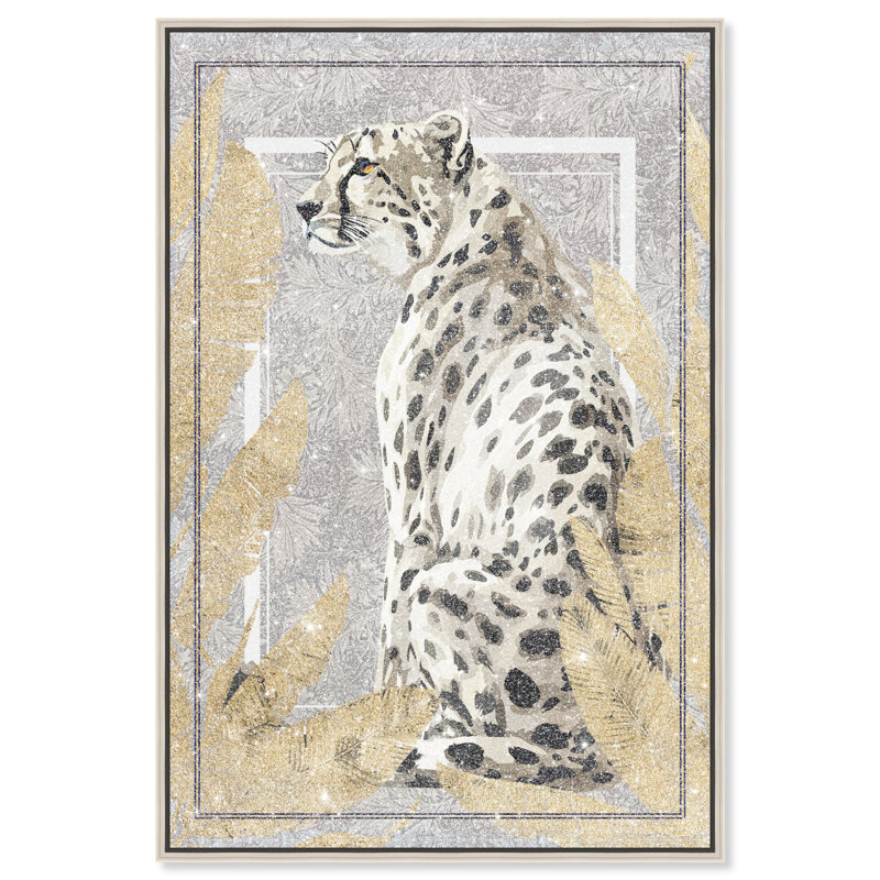 Jungle White Cheetah Canvas Animals Print by Oliver Gal, 16"H x 11"W, Silver Frame