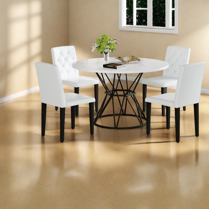 Ensemble de table de salle à manger (doit inclure à la fois la table et la chaise), ensemble de cuisine moderne en marbre 47,3 pouces en MDF