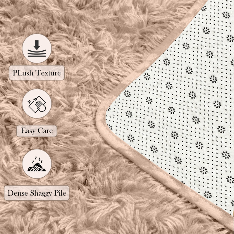 Adela Rectangle Shaggy Washable Area Rug, Rectangle 200 x 290 cm