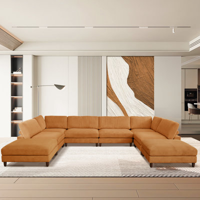 176" Wide 8 - Piece Corduroy Modular Sectional