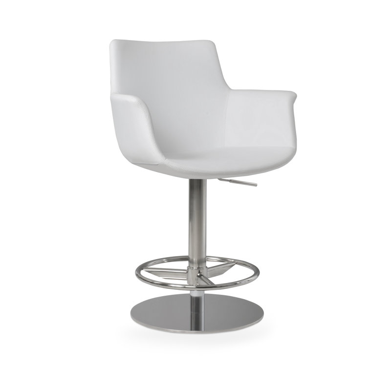 Tabouret à piston Bottega, Blanc, Poli