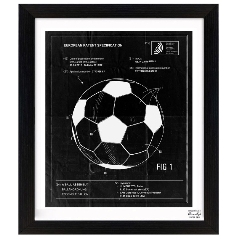 Soccer Ball 2012 - Reproduction d'art graphique sur papier encadré, H 12 po x l 10 po x P 0,5 po