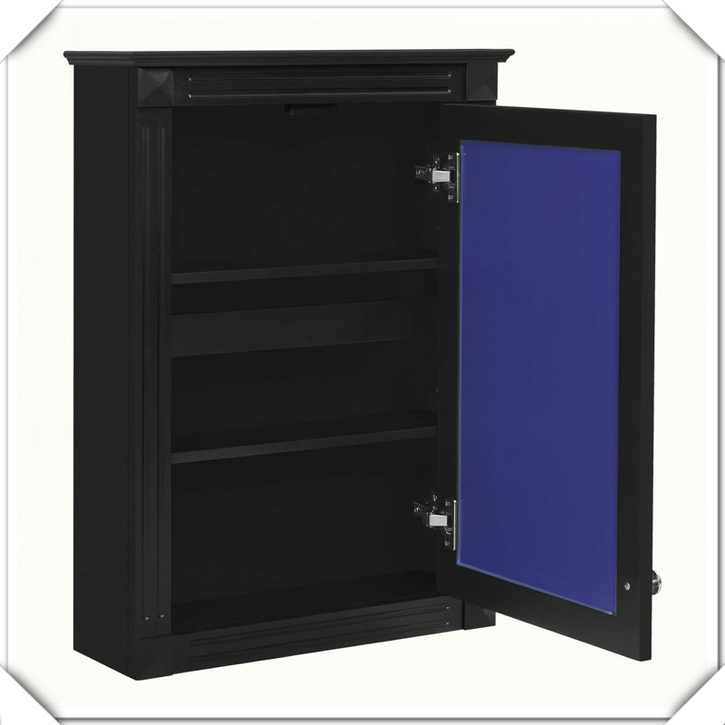 Armoire à pharmacie murale avec tablette réglable en hauteur et miroir, Noir