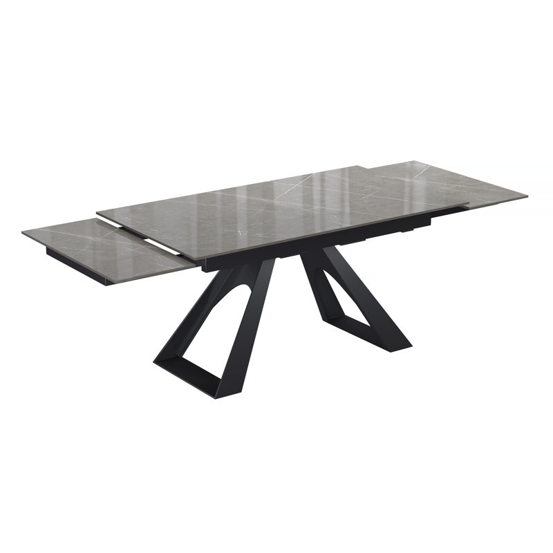 Baudilia 160-240cm Ceramic Extending Dining Table, Grey