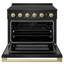 ZLINE Autograph 36 in. Black Stainless Marino Induction Range with Champagne Bronze Accents