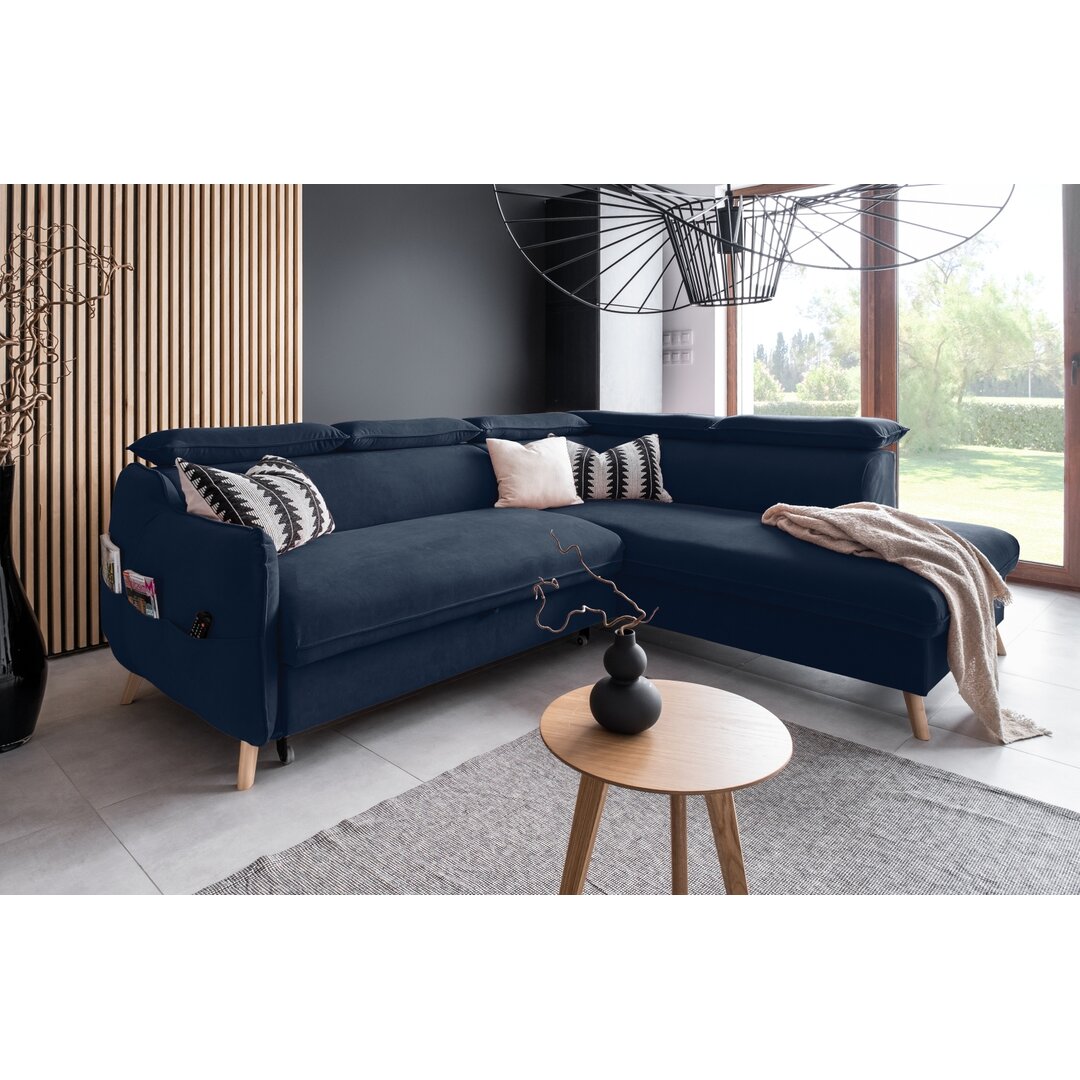 Ecksofa Henry aus Samt mit Bettfunktion