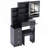 29.2" Small Size Left Bedside Cabinet Vanity Table   Cushioned Stool, 2 AC 2 USB Power Station, Hair Dryer Bracket, Extra Large Touch Control Sliding LED Mirror, Tri-Color Switching, Brightness Adjust