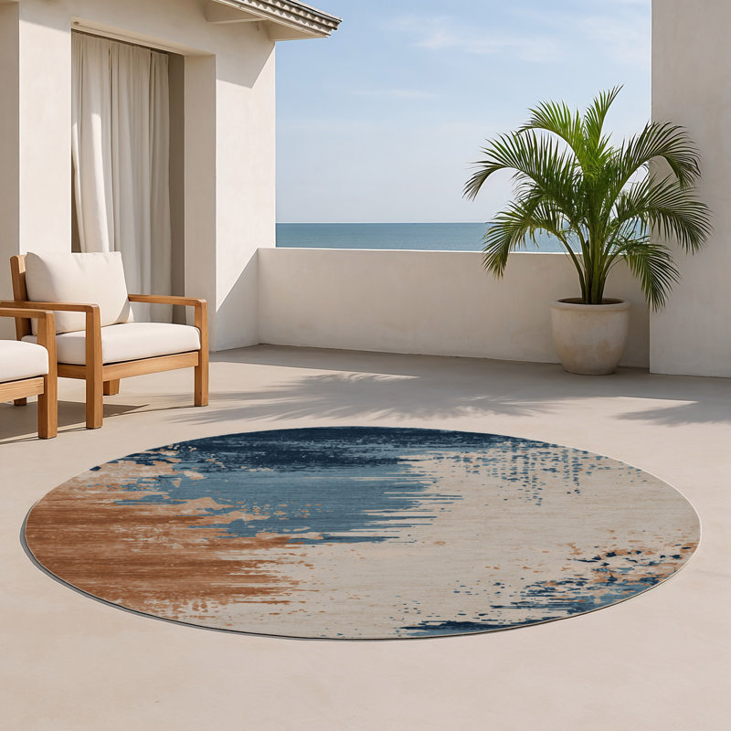 Tapis intérieur et extérieur gris Watercolor