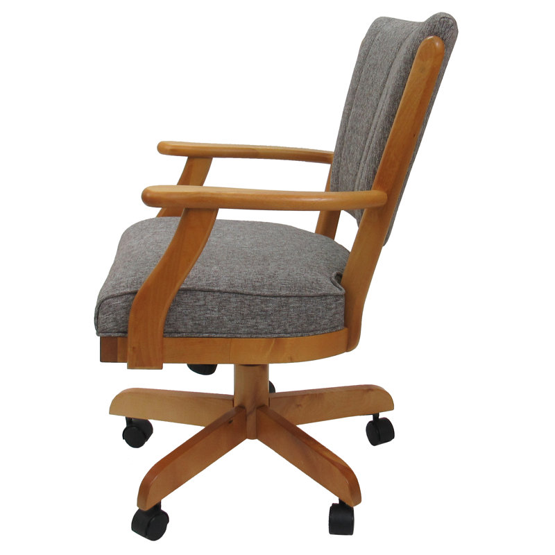 Chaise pivotante en bois avec accoudoirs Gravois, Gris Mojave, Miel