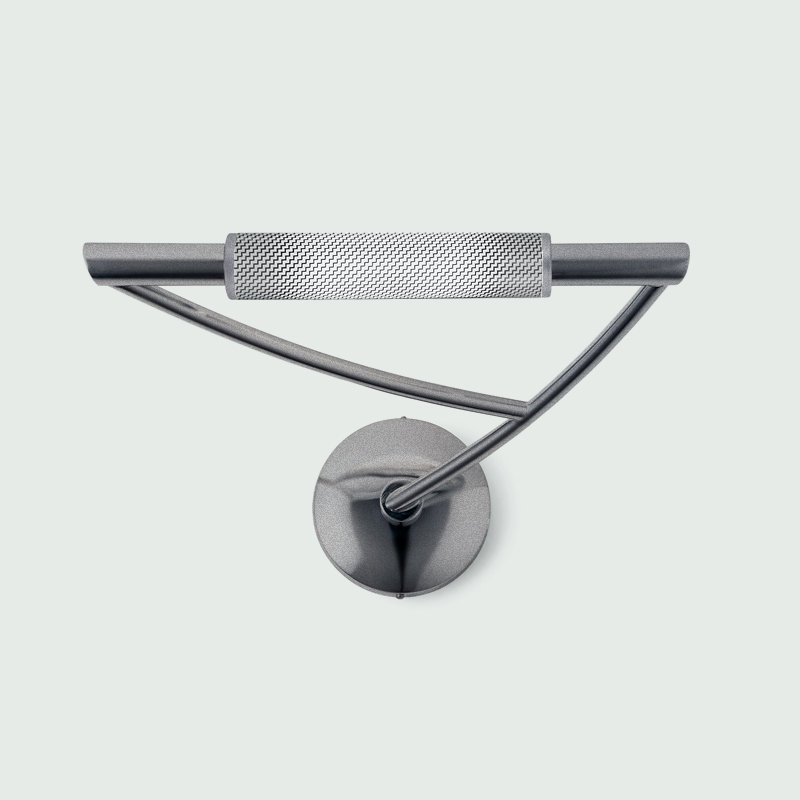 Wing 1-Light Armed Sconce, Gray Metal, Right Extending
