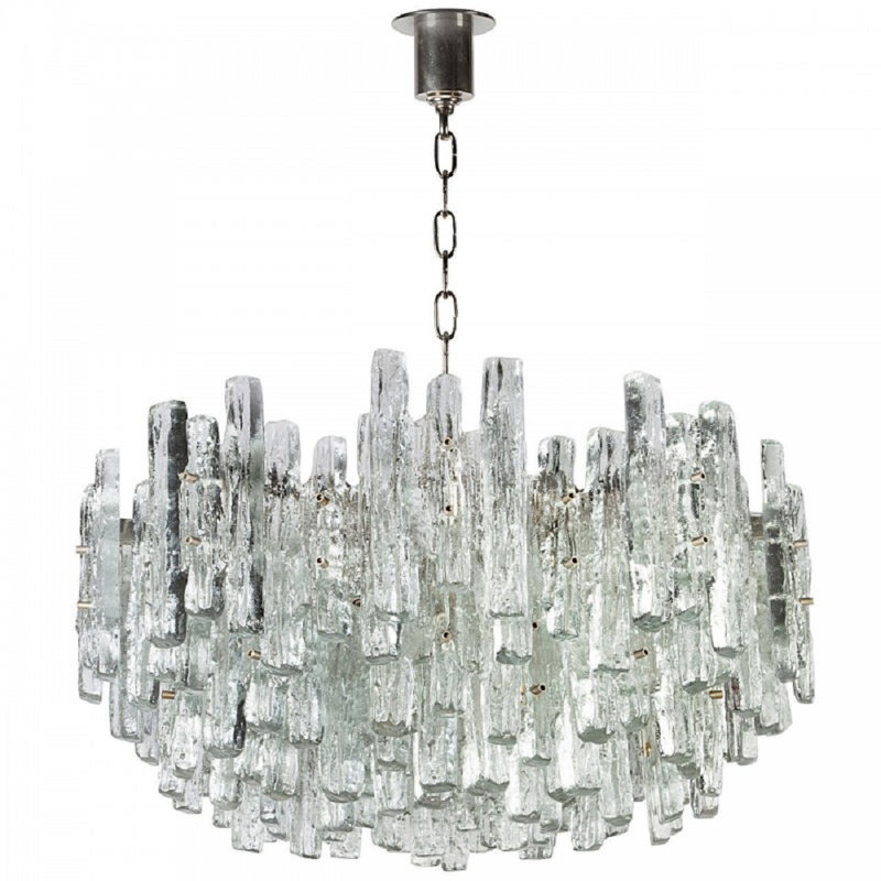 Lustre à niveaux Kalmar Icicles Troxler, Transparent, Nickel brossé, 26” Wide x 14” Height