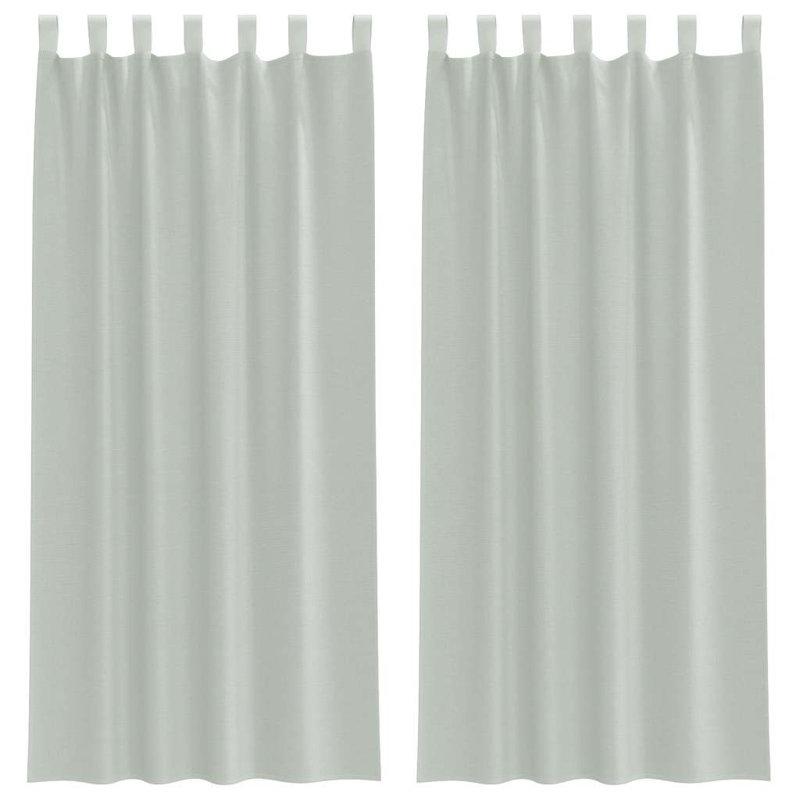 Voile Curtains With Tab Top 2 Pcs, 140cm Width x 245cm Drop, Light Grey