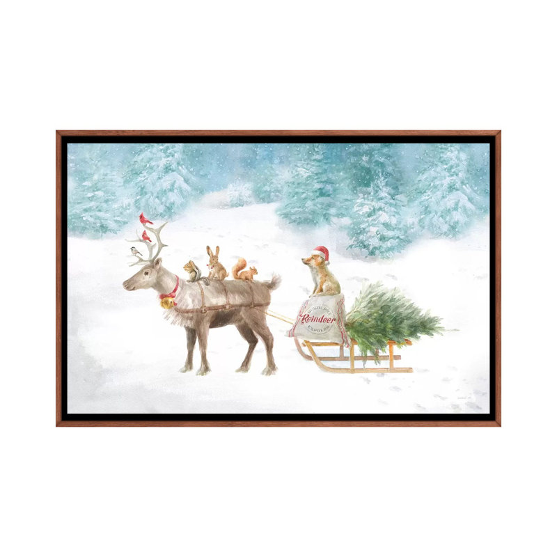«Woodland Celebration I» par Danhui Nai - reproduction d'art, H 18 po x l 26 po x P 1,5 po, Toile classique avec cadre brun