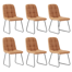 Faux Leather Tufted Dining Chairs, Modern Kitchen Chair Upholstered Side Chair with Steel Legs, Parsons Chair
