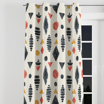 Rideaux de fenêtre abstraits - Rideau à œillets Boho Tribe Contemporary - 1 panneau