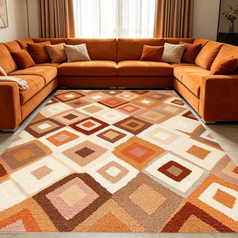 Dusty Suede Triangle   area rugs for Living Room, Soft and Comfortable, Suitable for all seasons, easy to maintain, machine washable Indoor floor mat, Under Table Farmhouse suitable for Bedroom, Dining Room, Study,  Balcony, Home Decor Patio