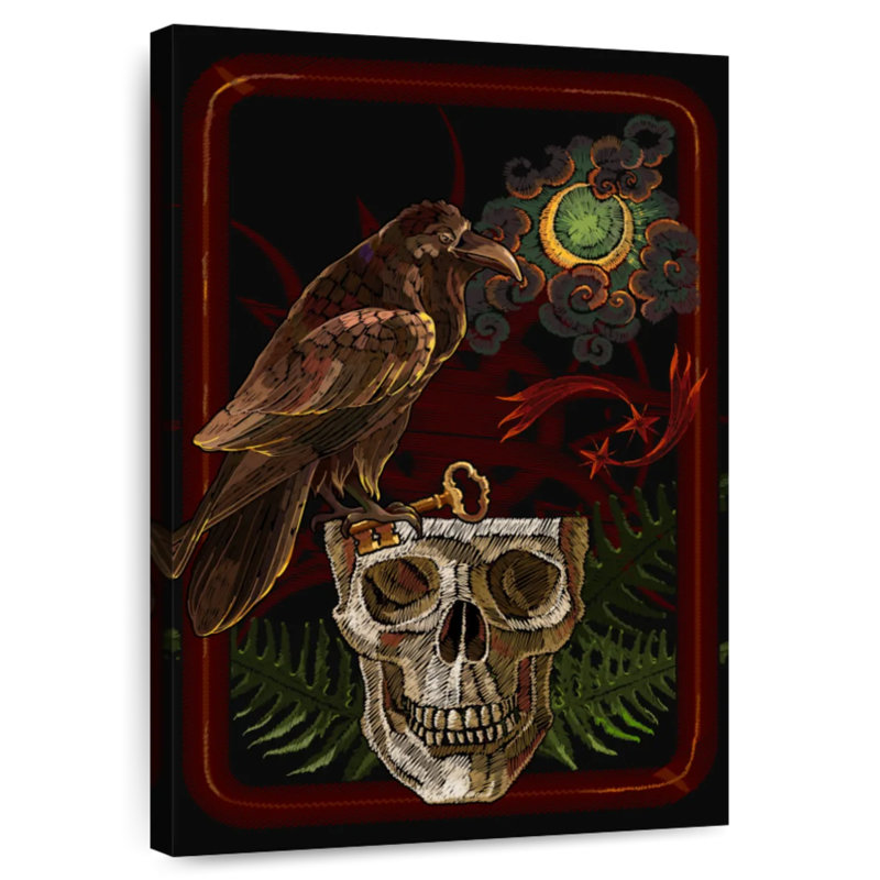 Hitzel Skull And Raven, 36" H x 24" W