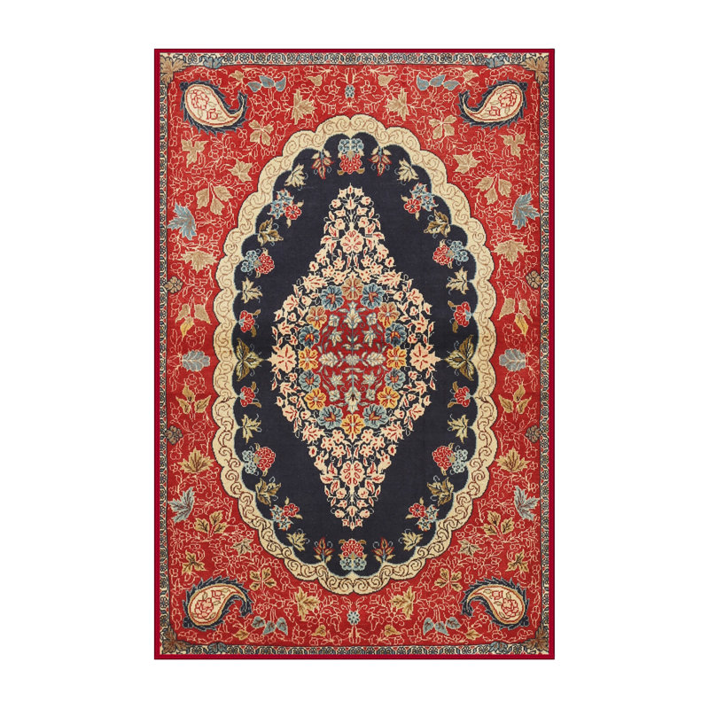 Tapis décoratif rouge à motif oriental Kathy, Rectangle 5 pi x 7 pi