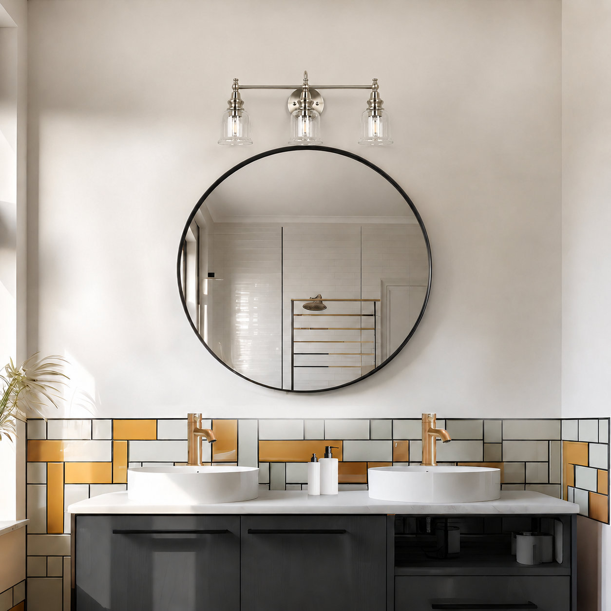 3-Light Dimmable Vanity Light, Silver